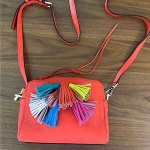Rebecca Minkoff Orange Crossbody Bag with Colorful Tassels